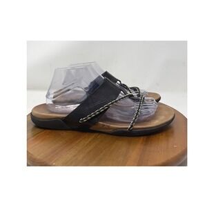 Merrell Amber Black Leather Braided Strap Sandals Women's US 10‎ Thong